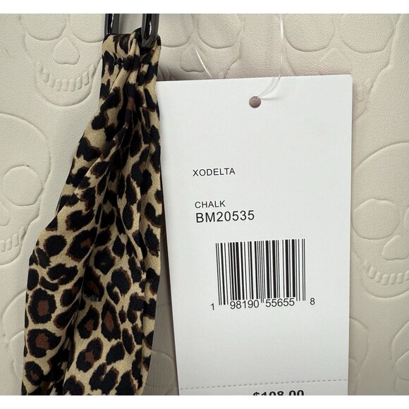 Women’s Betsy Johnson Handbag Tote Embossed Skulls XODELTA Chalk Cream Color NWT - Picture 3 of 8